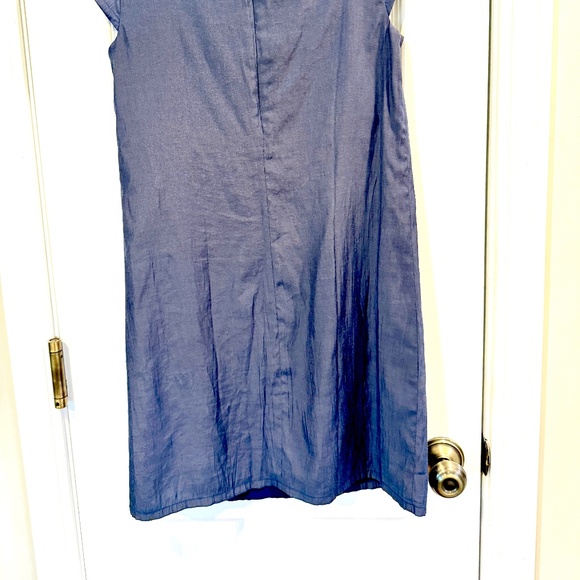 Julie Brown - Size 2 - Navy, Silk, Gold Embellished Neck Line, Shift Dress - Picture 9 of 9